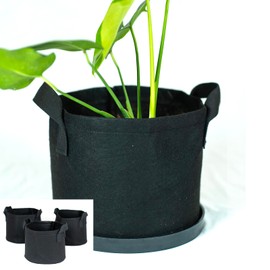 3-Pack 5 Gallon Grow Bags, Handles, 300G Thickened Aeration Fabric Pots, Heavy Duty Cloth Pots for Plants, (Black, Large)