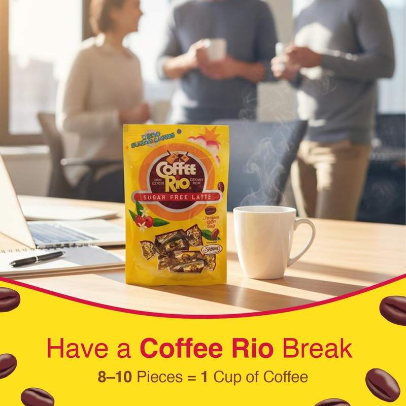 Coffee Rio Sugar Free Latté Coffee Candy, Pack of 4