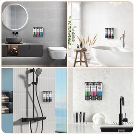 Shampoo and Conditioner Dispenser,Shower Dispenser 3 Chamber No Drill Wall-Mounted Shampoo Dispenser for Shower Wall Mounted Shower Soap Dispenser for Bathroom Hotel Large Capacity,Matte Black