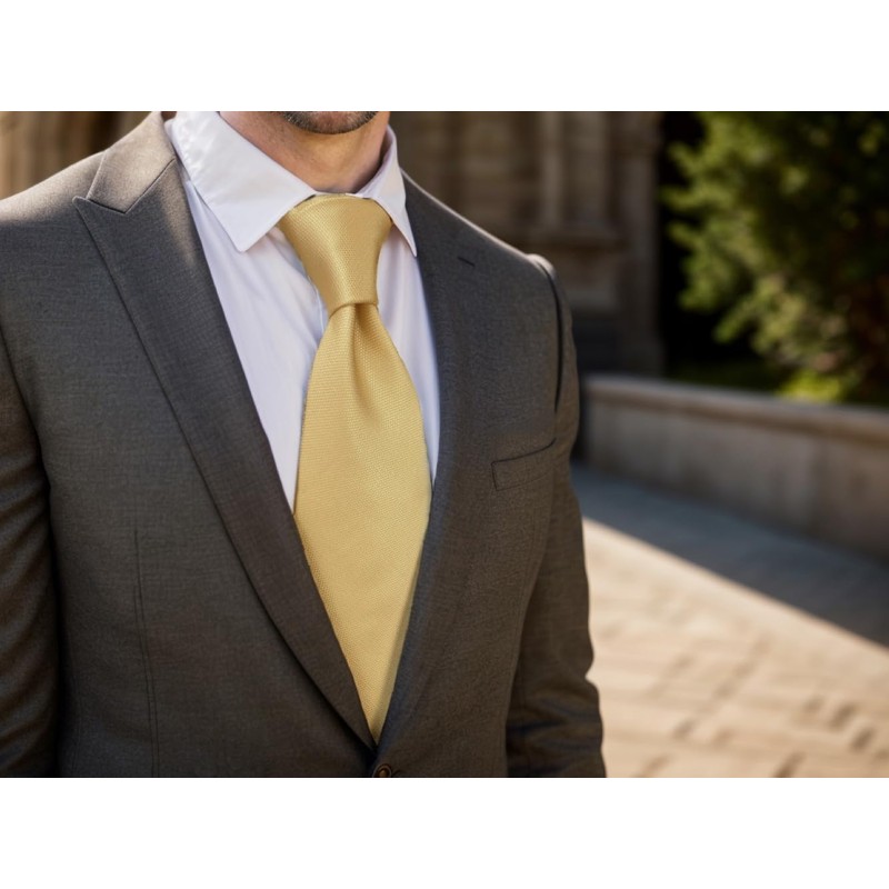 S&W SHLAX&WING Ties for Men Solid Yellow Formal Tie and