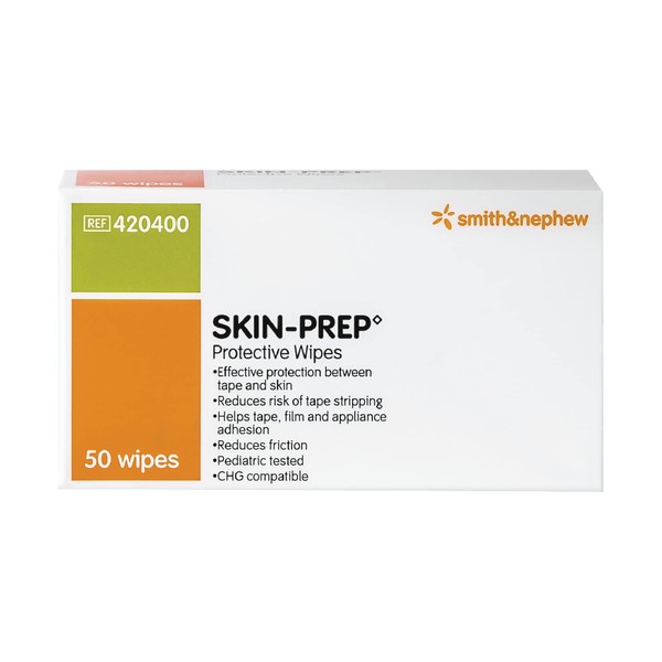 Smith+Nephew SKIN-PREP◊ Wipes, Protective Dressing Wipes, Skin Barrier Film, Contains Alcohol, Box of 50