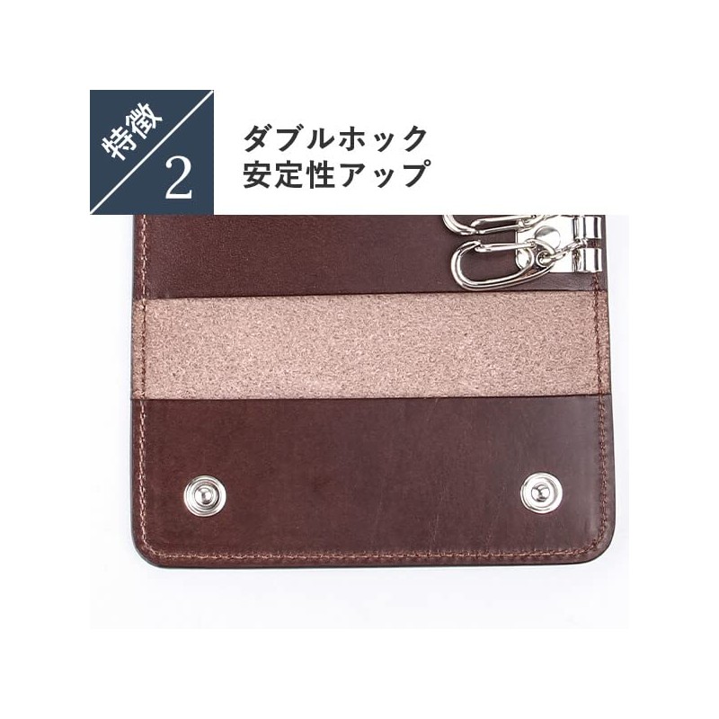 Remma Key Case, Paz Pass, Trifold, 5 Hooks, Genuine Leather,