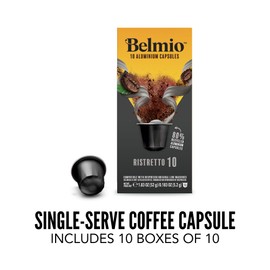 Belmio Ristretto Espresso Coffee Pods – Medium Roast – Full-Bodied & Fruity - Nespresso Original Line Compatible – 10 Count (Pack of 10)