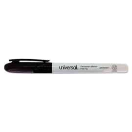 Universal UNV07071 Fine Bullet Tip Pen-Style Permanent Marker - Black (1 Dozen)