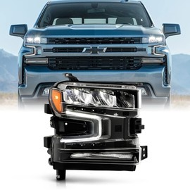 ACANII - For [LED Low/High Beam w/Halogen Signal] 2019-2021 Chevy Silverado 1500 LED DRL Headlight Headlamp -Passenger