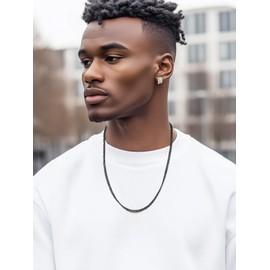 PROSTEEL Black Chain Necklace Men and Women Link Curb Chain Jewelry 18 inch Black Cuban Chain