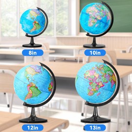 GOCHANGE 8" Kids Globe, Political Globe with HD Waterproof Surface & Writable & Erasable Globe & Bright Colors to Stimulate Children's Interest, Funny Educational Tools & Desk Decoration & Gifts