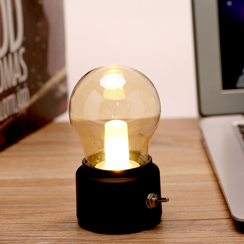 Creative Retro LED Night Light USB Rechargeable Night Light Black
