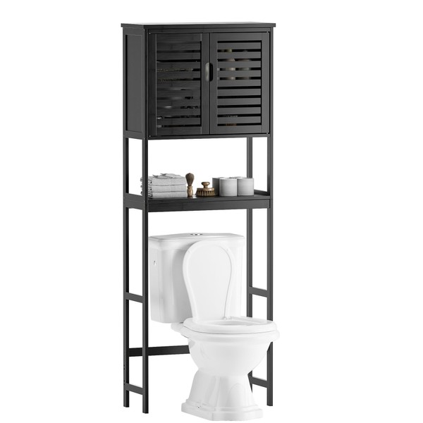 SMIBUY Bathroom Over The Toilet Storage Cabinet, 2 Door Bamboo