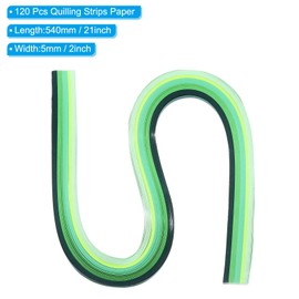 PATIKIL 540 x 5mm Rainbow Quilling Strips Paper,120 Pcs Origami Paper Quilling Strip for Art DIY Hand Craft Christmas, Gradient Green