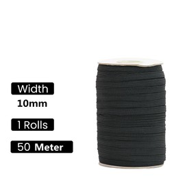 BOKFJBP Banda Elastica da 10 mm, 50 Metri di Bande Elastiche per Il Cucito e la casa, Tessuti Artigianali Fai da Te per Cucire Banda Elastica Nera