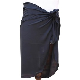 Globique Venture Ltd Handcrafted Chiffon Silk Sarong Black Quick Dry Beach Wrap Cover Up Beachwear