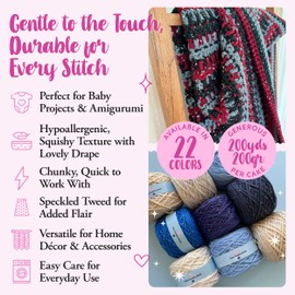 Tweed Twinkles Bulky Acrylic Yarn for Crocheting, 2 Cakes, 400Yds/400G, Free Patterns - #5 Weight Chunky Tweed Yarn for Knitting - Yellow Sunshine