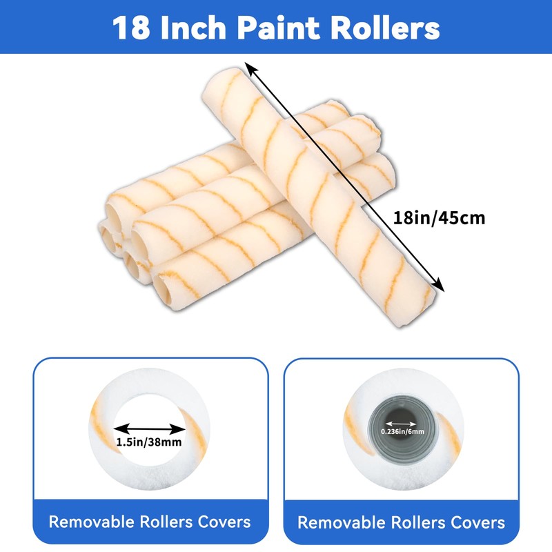 12 Pcs 18 Inch Paint Roller Kit,12-18" Adjustable Roller Frame,Large