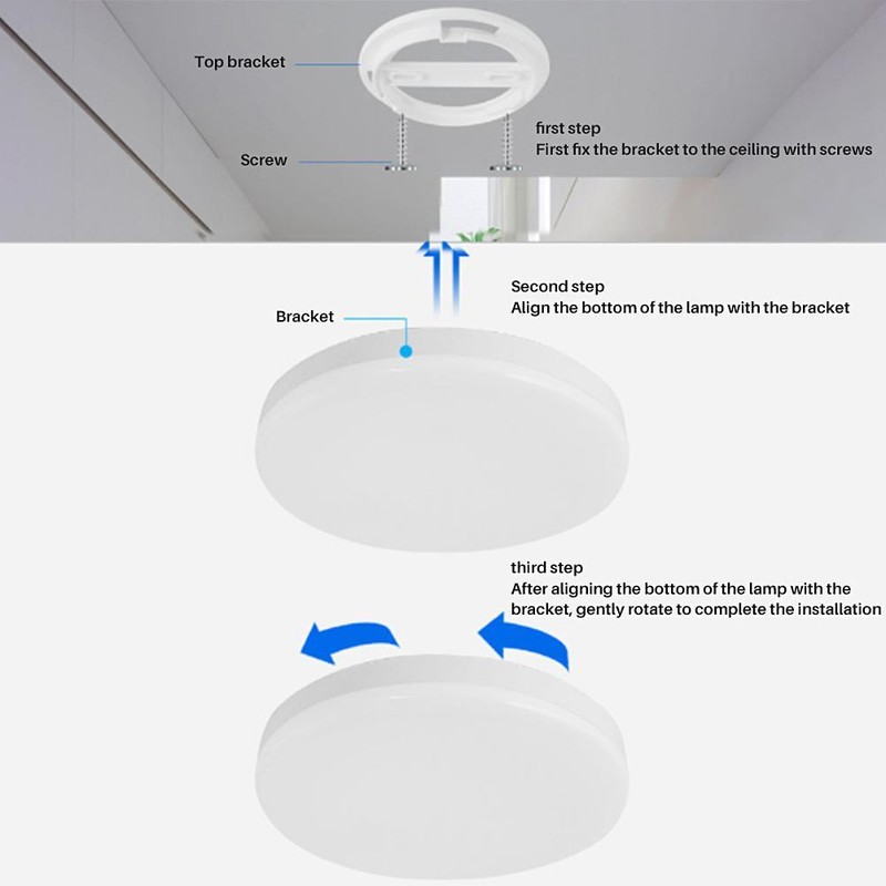Flush Mount Ceiling Light 12W LED Fixture Motion Sensor Light