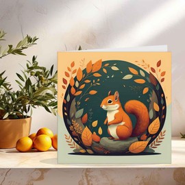 Squirrel Greeting Card - Cute Squirrel Design Birthday Card 145 x 145mm