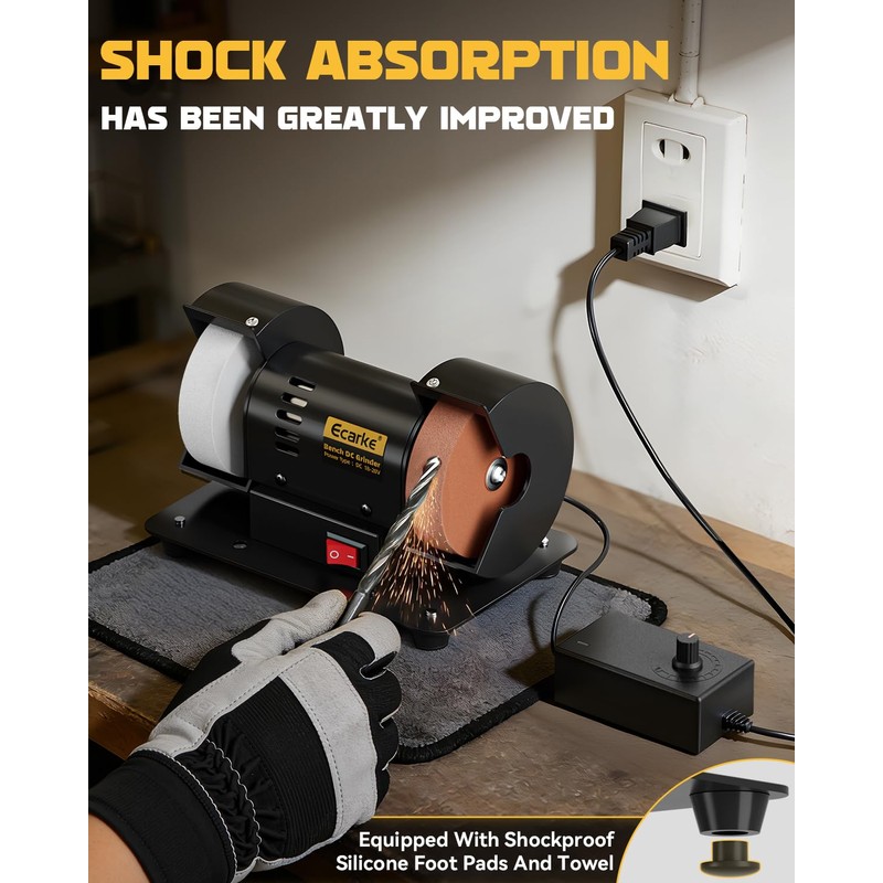Ecarke 3" Mini Bench Grinder Compatible with Dewalt 20V (Tool