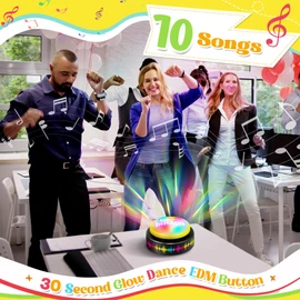 Feekoon Dance Party Button, Plays 10 EDM Tracks, 30 Second Light Up Dance Bomb Button with Batteries Funny Gag Gift for Teachers, Classroom, Office, Coworkers & Friends (1 Pack,Original)