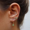 ZRU 3 Pairs Green Gold Stud Hoop Huggie Earrings Set