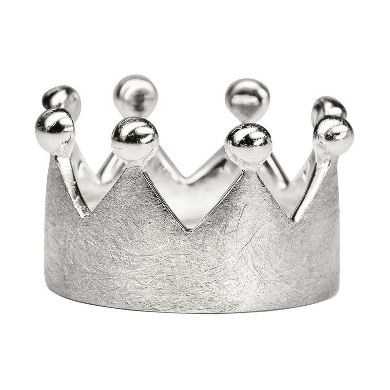 SILBERMOOS Women's Crown Ring Crown Queen Brushed Sterling Silver 925,