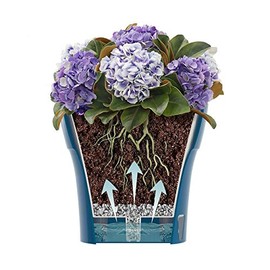 Santino Self Watering Planter DALI 4.3 Inch in Smoky Blue-Gray - Modern Flower Pot with Water Level Indicator for All House Plants, Flowers, Herbs, Succulents and Orchids