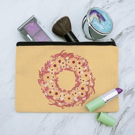 Autumn Fall Wreath Sunflowers Makeup Cosmetic Bag Organizer Pouch