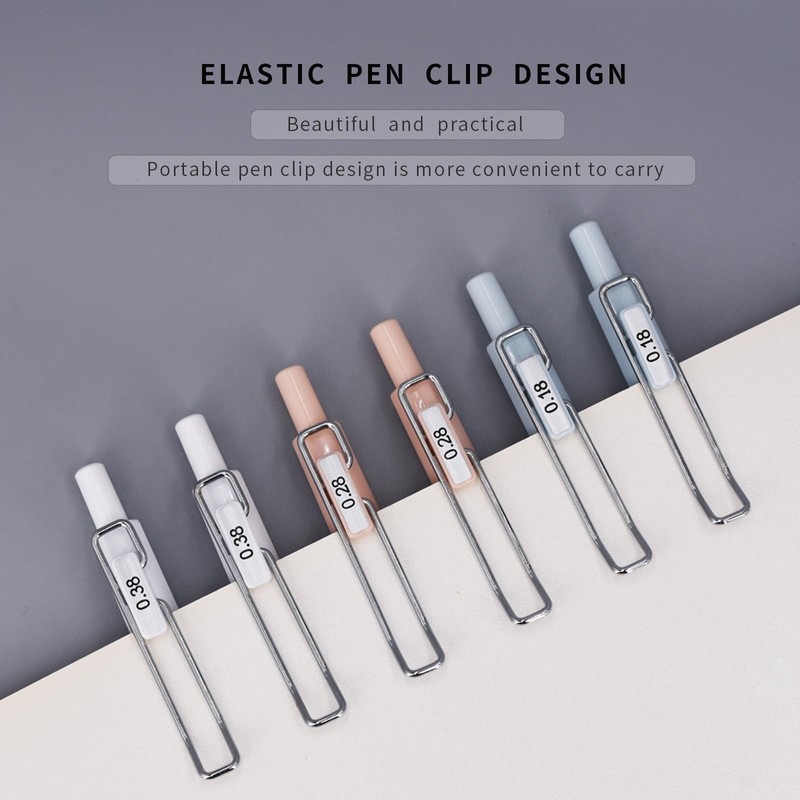 UPENOTE 6pcs Gel Pen set, Black Ink Pens 0.18mm /0.28mm