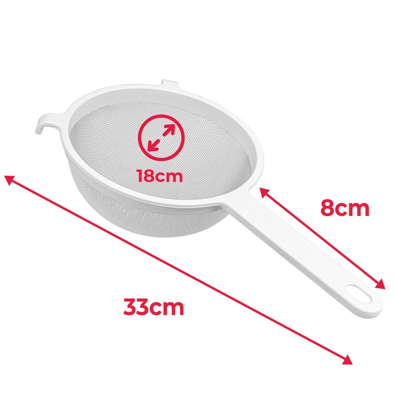 Metaltex 111618 Plastic Kitchen Sieve White 18 cm