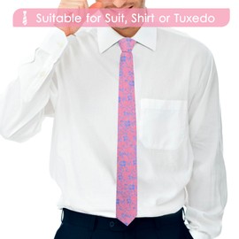 Mantieqingway Ties for Men, Solid/Floral Patterned Business Neck Tie for Meetings, Weddings, Graduation Ceremony (Pink Floral)