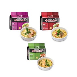 Generic OMACHI Golden Potato Noodles 3 Flavors Combination - Made with Natural Ingredients (Beef/Pork Rib/Shrimp) (1-1-1)