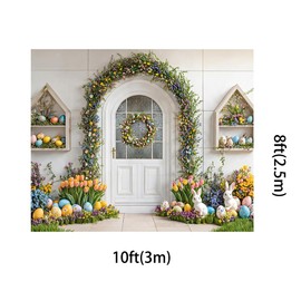 Kate 10x8ft Colorful Easter Eggs Backdrops for Photography White Rabbit with Beautiful Flowers Background Celebrate Easter Holiday Studio Backdrop