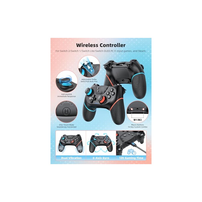 Switch 2 Controller Accessories Bundle (Black+Black)