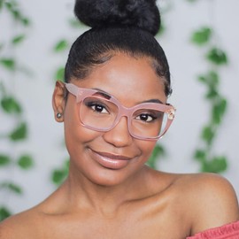 Zeelool Chic Acetate Oversized Cat Eye Blue Light Blocking Glasses for Women Ximena WA072828-02 Pink