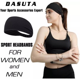 Unbranded Men Women Workout Headbands Moisture Wicking Sweat Bands Elastic Headbands Black