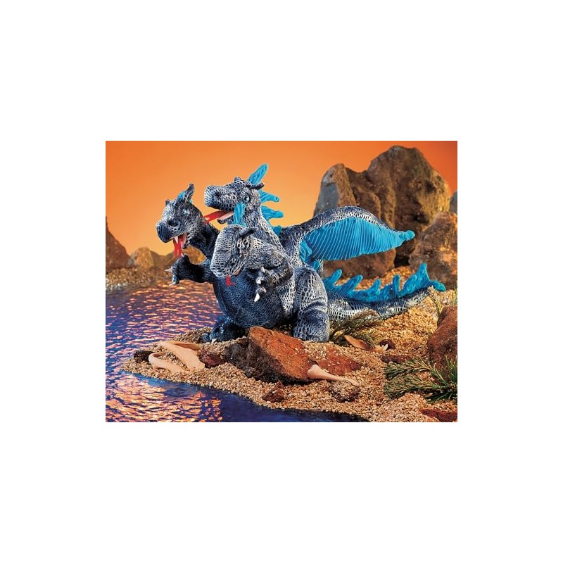 Folkmanis Three-Headed Blue Dragon Hand Puppet