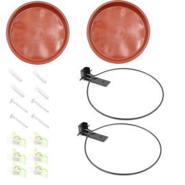 CENPEK Pack of 2 Bird Feeders and Bird Baths, Bird Feeder Balcony Railing Round with Wall Mount, Attracting Wild Birds, for Balcony, Garden, Yard (Brown)