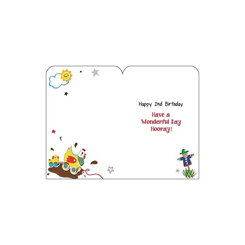 Jonny Javelin Boy Age 2 Birthday Card -Tractor Farm Animals