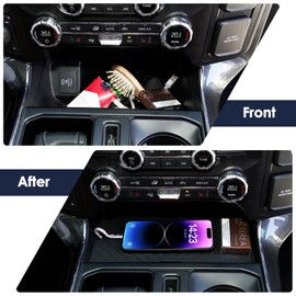 【2025 Upgraded Version】Center Console Compartment Cover for Ford F150 Accessories 2021-2024 2025/Lightning XLT PRO 2022-2025.【One-Piece Molding, No Adhesive Peeling + Optimized Size for Better Fit.】