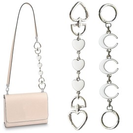 Chewarelly 2Pcs Purse Extender Chain Bag Strap Extension Replacement for Women, Girl Purse Bag Making Supplies(White Moon Heart with Silver Buckle)