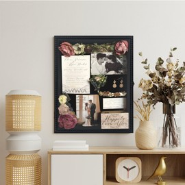 FramePro Shadow Box 13x16 Front Open with Hinge Beaded Designed Display Case with Linen Back, Picture Frame Wedding Bouquet Memorabilia Medals Photos Memory Box for Keepsakes Black