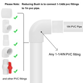 Lswteiz 10Pack 1-1/4"x 1" PVC DWV Reducing Bush Adapter Pipe Fitting SCH40 PVC Reducer Bushing (Socket x Socket) PVC Pipe Reducing Bushing Fitting for Home Sewer Plumbing