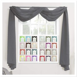 Megachest TAILORED VOILE WINDOW SCARF PELMET 26 color choices (dark silver, 58"X197"(145cmX500cm))