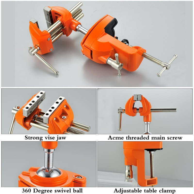 MAXMAN Clamp Bench Vise with Post Universal, Woodworking Vise, 360°