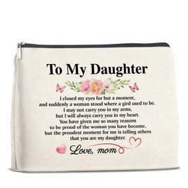 UPNEGE to My Daughter Makeup Bag Gifts from Mom, Gifts for Daughter Christmas Birthday, Daughters Cosmetic Bag Zipper Makeup Pouch
