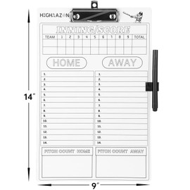 HIGHRAZON Baseball Coaches Clipboard, White Double-Sided Dry Erase Coach Clipboard, Softball Whiteboard for Coaches, Lineup White Board with Marker for Coaches Gift
