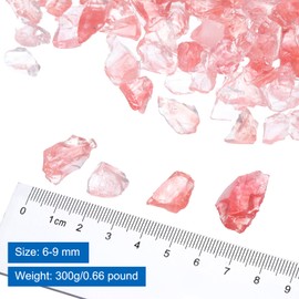 uxcell 0.66 Pound Fire Glass Stone, 6-9mm High Luster Reflective Fire Pit Glass Rocks for Fireplace Fire Pit Table Home Garden Decoration, Vase Filler, Landscaping, Pink