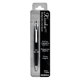 Zebra Elegante Bolígrafo Retráctil Kizoku RT Punto Mediano (1.0 mm) Estuche Metalizado 1 Pieza Color Negro.