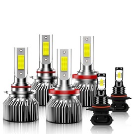 Compatible for 2015 2016 2017 2018 2019 2020 2021 2022 2023 Ford F150 Light Bulbs Combo,High Beam Low Beam Fog Lights,Ultra Bright 6000K White With Fan,Wider Vision,Plug and Play,IP68 Pack of 6