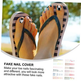 LALAFINA 12sets Short False Toe Nails Press Nail Tips Full Cover Pedicure Accessories and Easy to Trim for Home and Salon Use for Festivals and Special Occasions