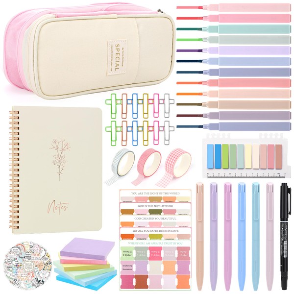 Bible Study Supplies Journaling Kit, 106 PCS Aesthetic Book Annotation